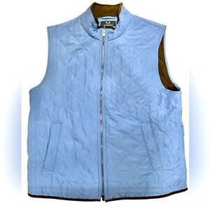 Magaschoni Vest Mens Large Blue Fleece Lined Quilted Outdoor Camping Pockets